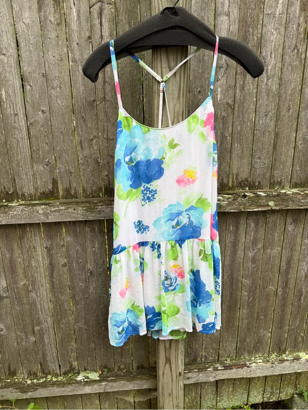 Floral Blue & White Spaghetti-Strap Women's Top